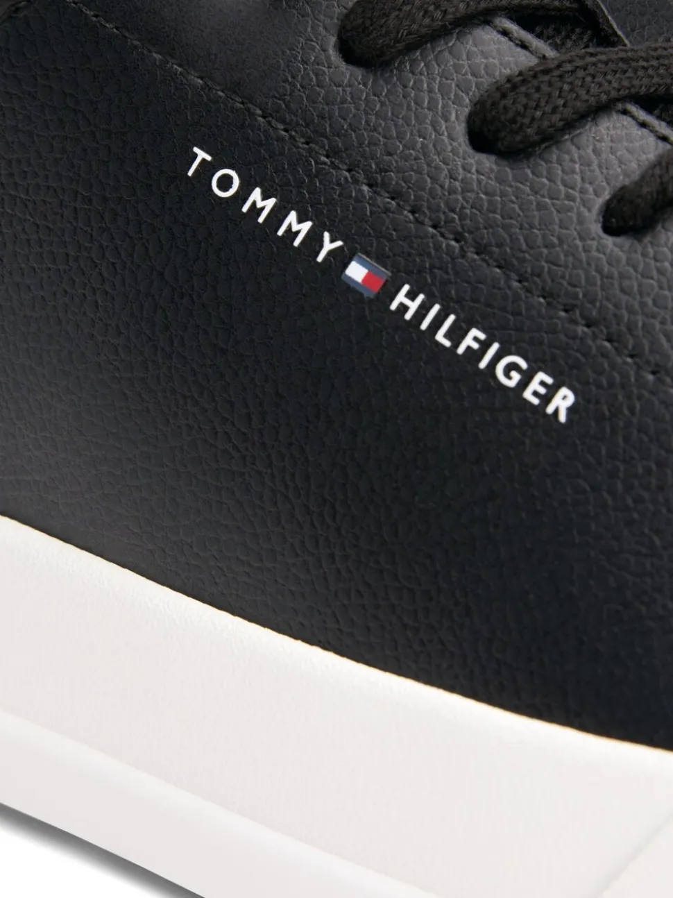 Zwart - Tommy Hilfiger Court Essential Leather Trainers