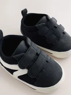 Zwart - Touch Fastening Baby Trainers (0-2mths)