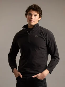 Zwart - Trespass Blackford microfleece met korte rits