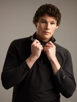 Zwart - Trespass Blackford microfleece met korte rits