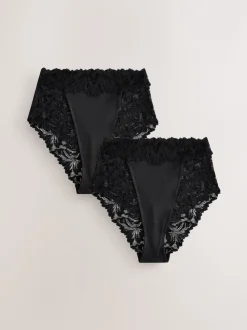 Zwart - Ultimate Comfort kanten slip verpakking van 2