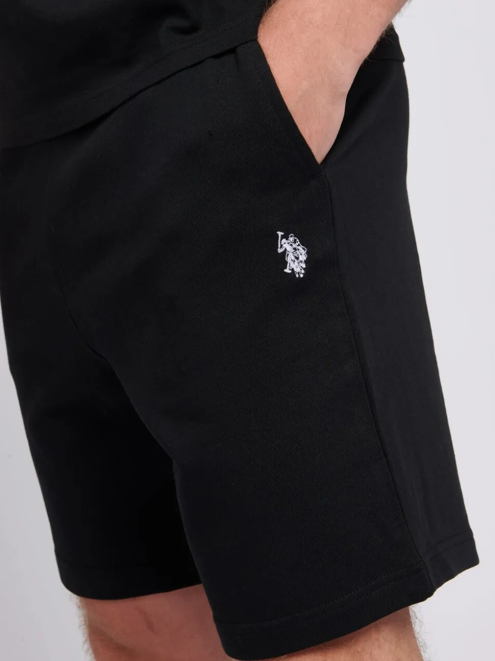 Zwart - U.S. Polo Assn Mens Double Horsemen Sweat 100% Cotton Shorts