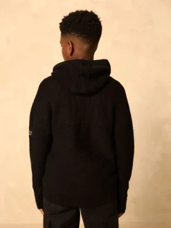 Zwart - Utility gebreide hoodie (3-16jr)