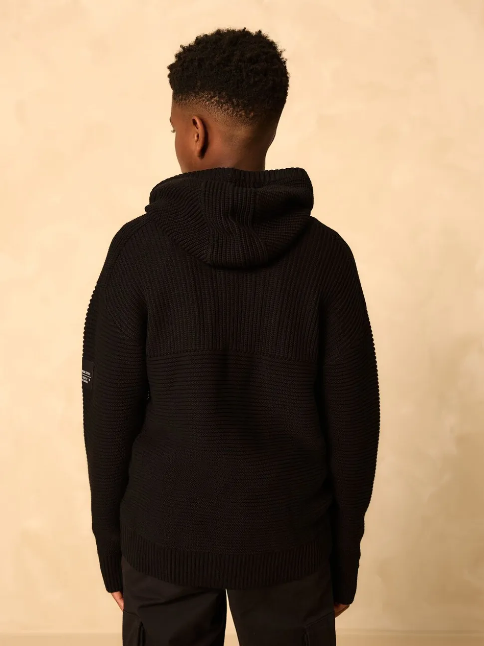 Zwart - Utility gebreide hoodie (3-16jr)