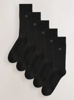 Zwart - Verpakking van 5 - Comfortabele sokken met verzachte zool