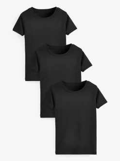 Zwart - Verpakking van 3 100% katoenen shirts met korte mouwen (1,5-16jr)