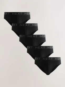 Zwart - Verpakking van 5 - Katoenrijke slips