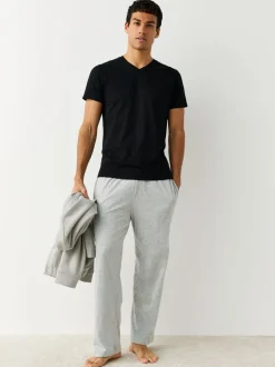 Zwart - Verpakking van 5 slim-fit 100% katoenen T-shirts met V-hals en laagjes