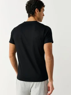 Zwart - Verpakking van 5 slim-fit 100% katoenen T-shirts met V-hals en laagjes