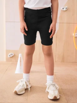 Zwart - Verpakking van 2 stretchy fietsshorts met hoog katoengehalte (3-16jr)