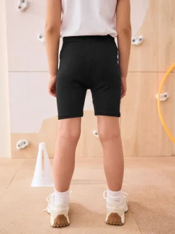Zwart - Verpakking van 2 stretchy fietsshorts met hoog katoengehalte (3-16jr)