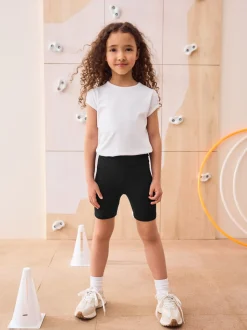 Zwart - Verpakking van 2 stretchy fietsshorts met hoog katoengehalte (3-16jr)