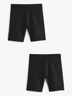 Zwart - Verpakking van 2 stretchy fietsshorts met hoog katoengehalte (3-16jr)