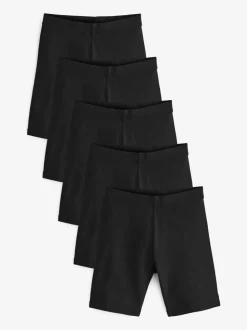 Zwart - Verpakking van 5 stretchy fietsshorts met hoog katoengehalte (3-16jr)