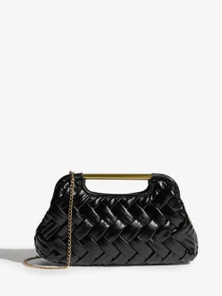 Zwart - Weave Grab Handle Clutch Bag