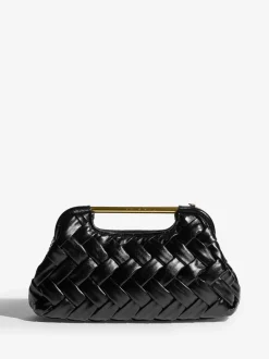 Zwart - Weave Grab Handle Clutch Bag