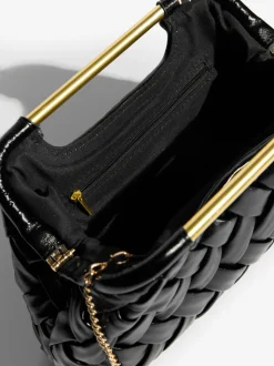 Zwart - Weave Grab Handle Clutch Bag