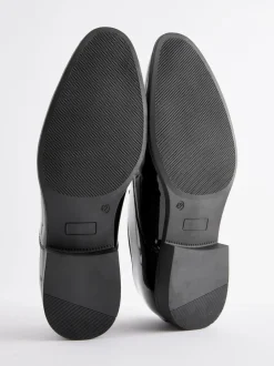 Zwart - Wijde pasvorm - Lakleren Oxford-schoenen met neusstuk