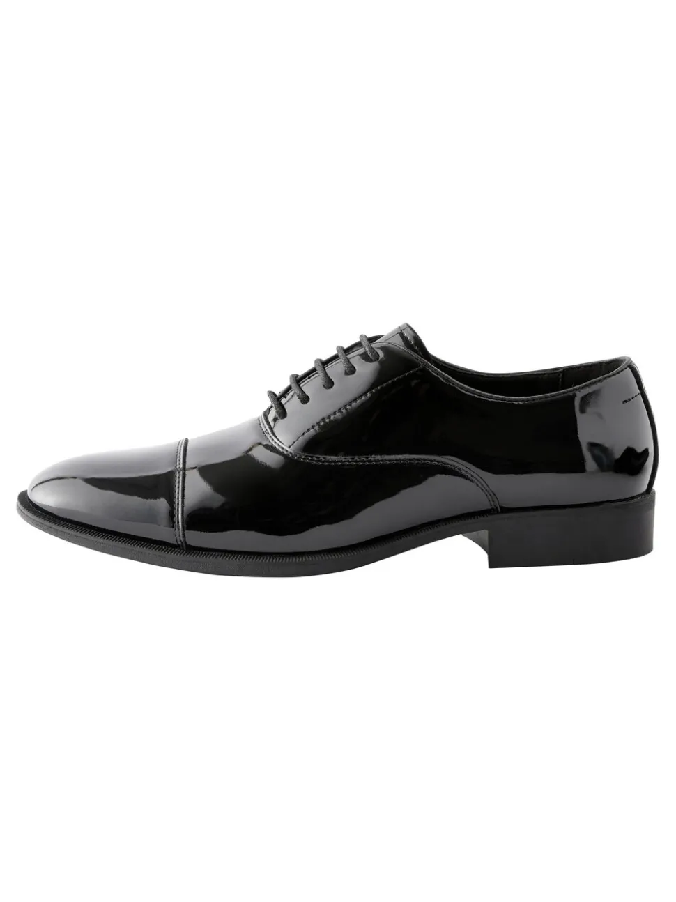 Zwart - Wijde pasvorm - Lakleren Oxford-schoenen met neusstuk