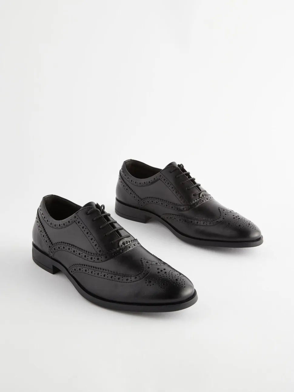 Zwart - Wijde pasvorm - Leren Oxford brogues