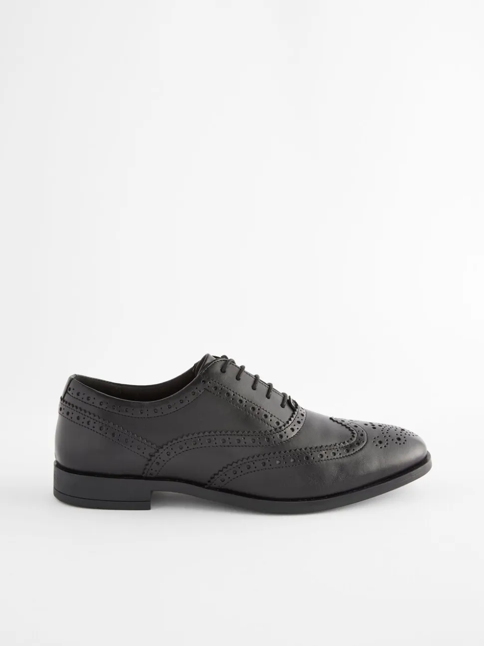 Zwart - Wijde pasvorm - Leren Oxford brogues