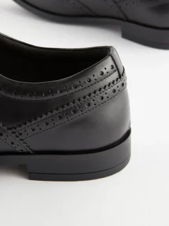 Zwart - Wijde pasvorm - Leren Oxford brogues