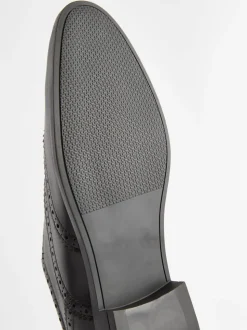 Zwart - Wijde pasvorm - Leren Oxford brogues