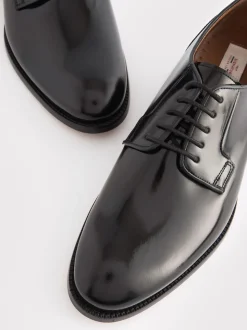 Zwart - Wijde pasvorm - Signature - Derby-schoenen met leren zool