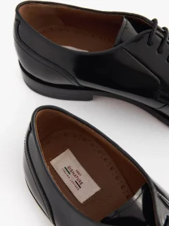 Zwart - Wijde pasvorm - Signature - Derby-schoenen met leren zool