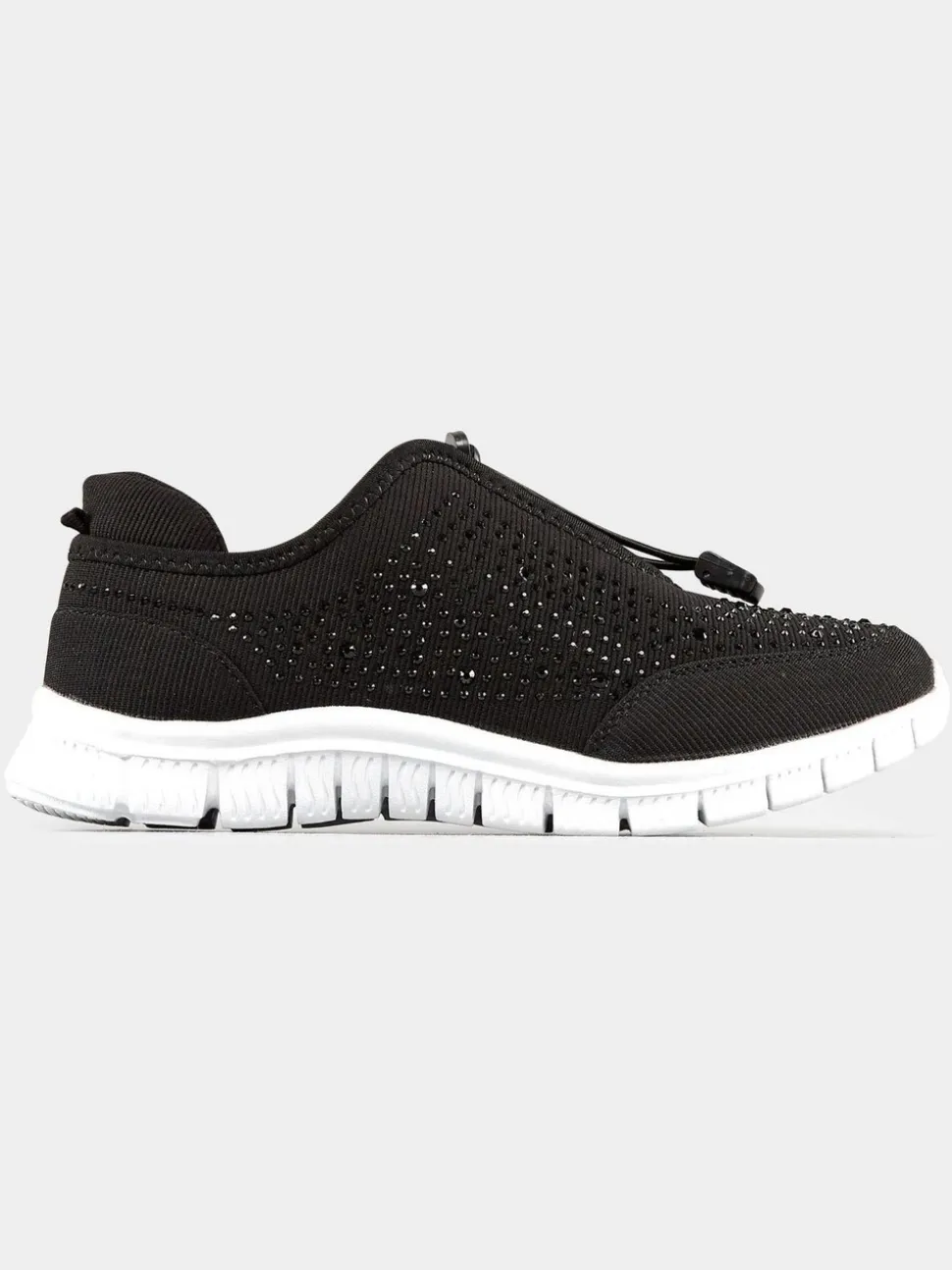 Zwart - Yours Curve - Titania extraruimvallende sneakers met siersteentjes
