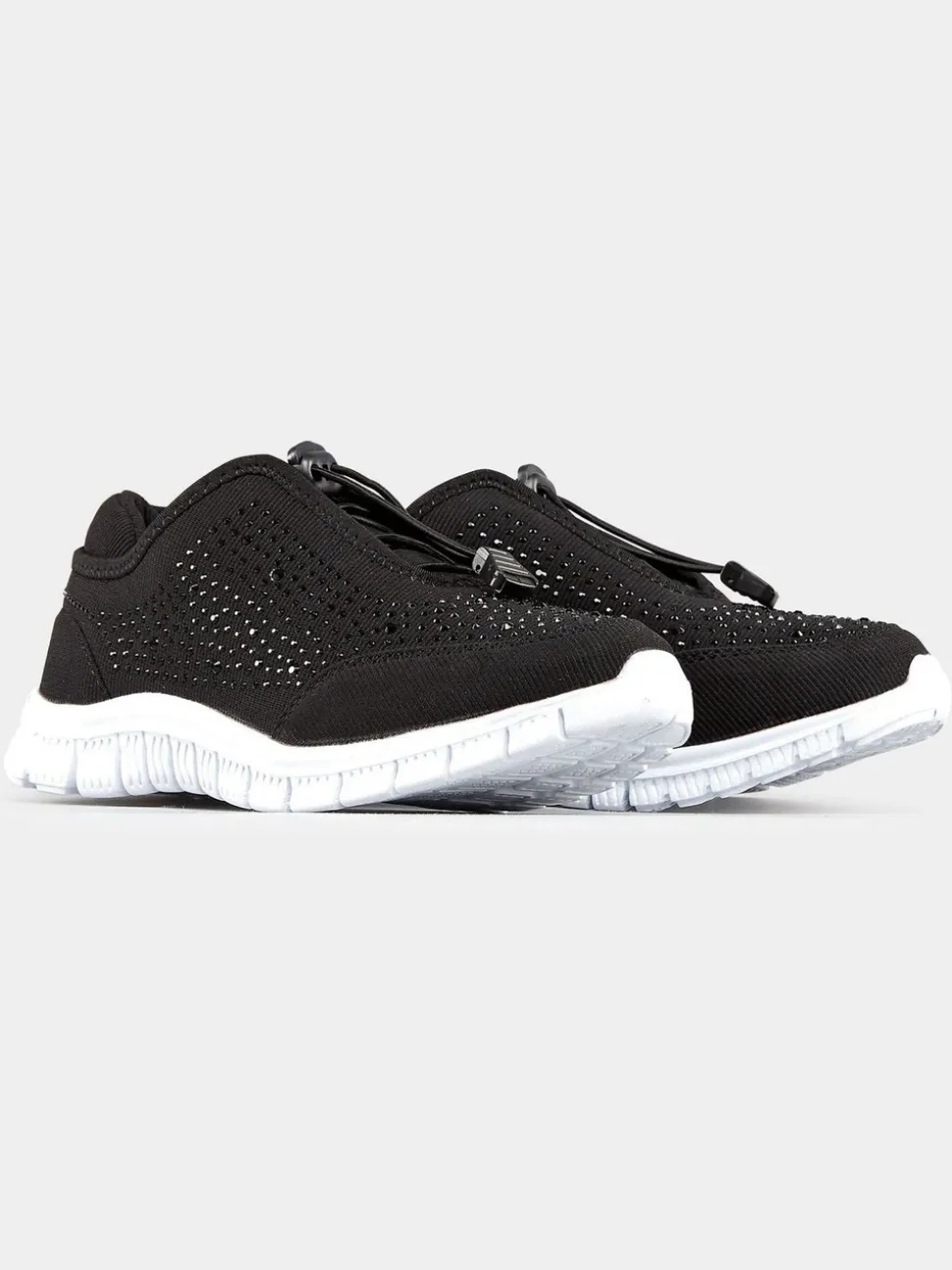 Zwart - Yours Curve - Titania extraruimvallende sneakers met siersteentjes