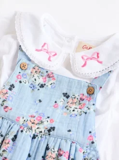 Zwart bloemenprint - Cath Kidston Baby Woven 100% Cotton Dungarees & Long Sleeve Blouse Set