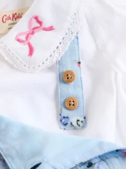Zwart bloemenprint - Cath Kidston Baby Woven 100% Cotton Dungarees & Long Sleeve Blouse Set