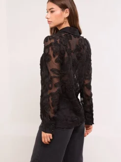 Zwart bloemenprint - Lipsy Burnout overhemd met knoopsluiting