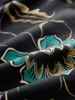 Zwart bloemenprint - Poloshirt met korte mouwen en print