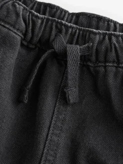 Zwart denim - 100% katoenen cargobroek met wijde pijpen en elastische taille (3mnd-7jr)