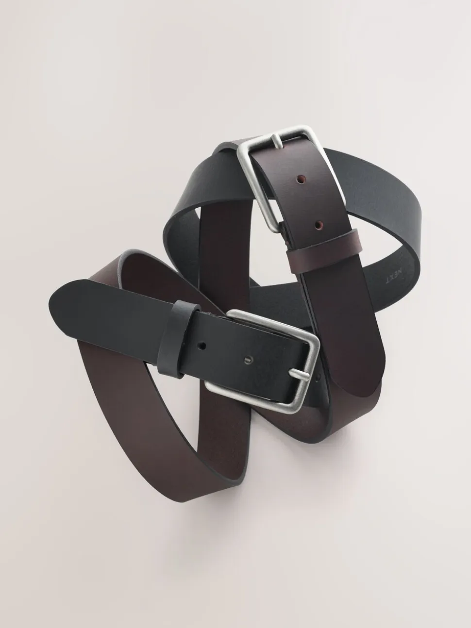 Zwart en bruin - Burnished Leather Belts Set 2 Pack