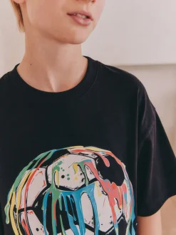 Zwart/ Felkleurige voetbal met meerdere kleuren - Set van 2 pyjama's met short (3-16 jr)