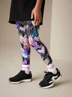 Zwart graffiti hartjes - Legging (3-16 jr)