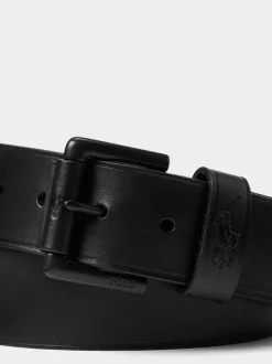 Zwart Ground - Ralph Lauren leren riem met het logo van de polospeler op paard