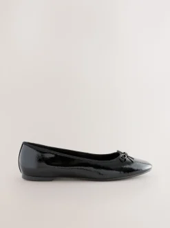 Zwart lak - Ballerina's met ronde neus