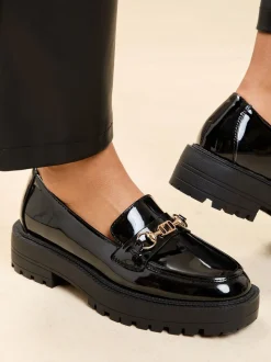 Zwart lak - Lipsy Chunky Snaffle Trim Detail Faux Leather Loafers