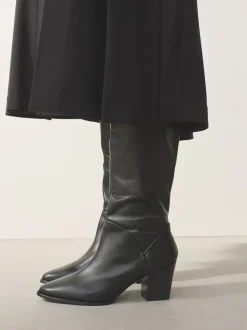 Zwart leer - Forever Comfort® Western Block Heel Knee High Boots