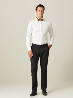 Zwart met bies - Tailored fit - Pantalon in smokingstijl
