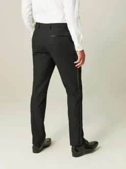 Zwart met bies - Tailored fit - Pantalon in smokingstijl