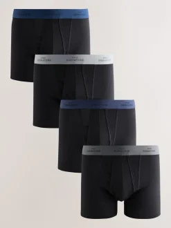 Zwart met blauwe/grijze tailleband - Signature Comfort Zachte Boxershorts