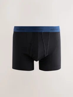 Zwart met blauwe/grijze tailleband - Signature Comfort Zachte Boxershorts