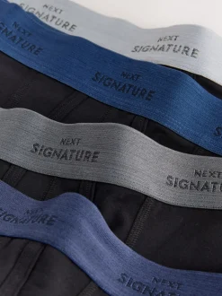 Zwart met blauwe/grijze tailleband - Signature Comfort Zachte Boxershorts