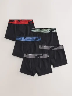 Zwart met camouflage tailleband - Verpakking van 5 boxers (2-16jr)