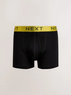 Zwart met felgekleurde glanzende taillebanden - Standaard - 10 Boxershorts zonder plooi